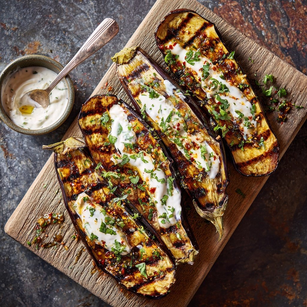 Gegrillte Auberginen Mit Joghurt Dip