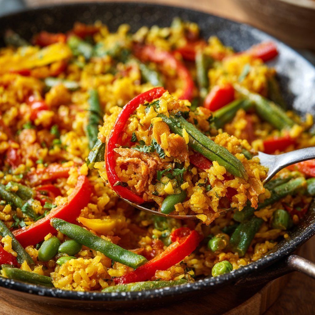 Vegetarische Paella mit Bohnen